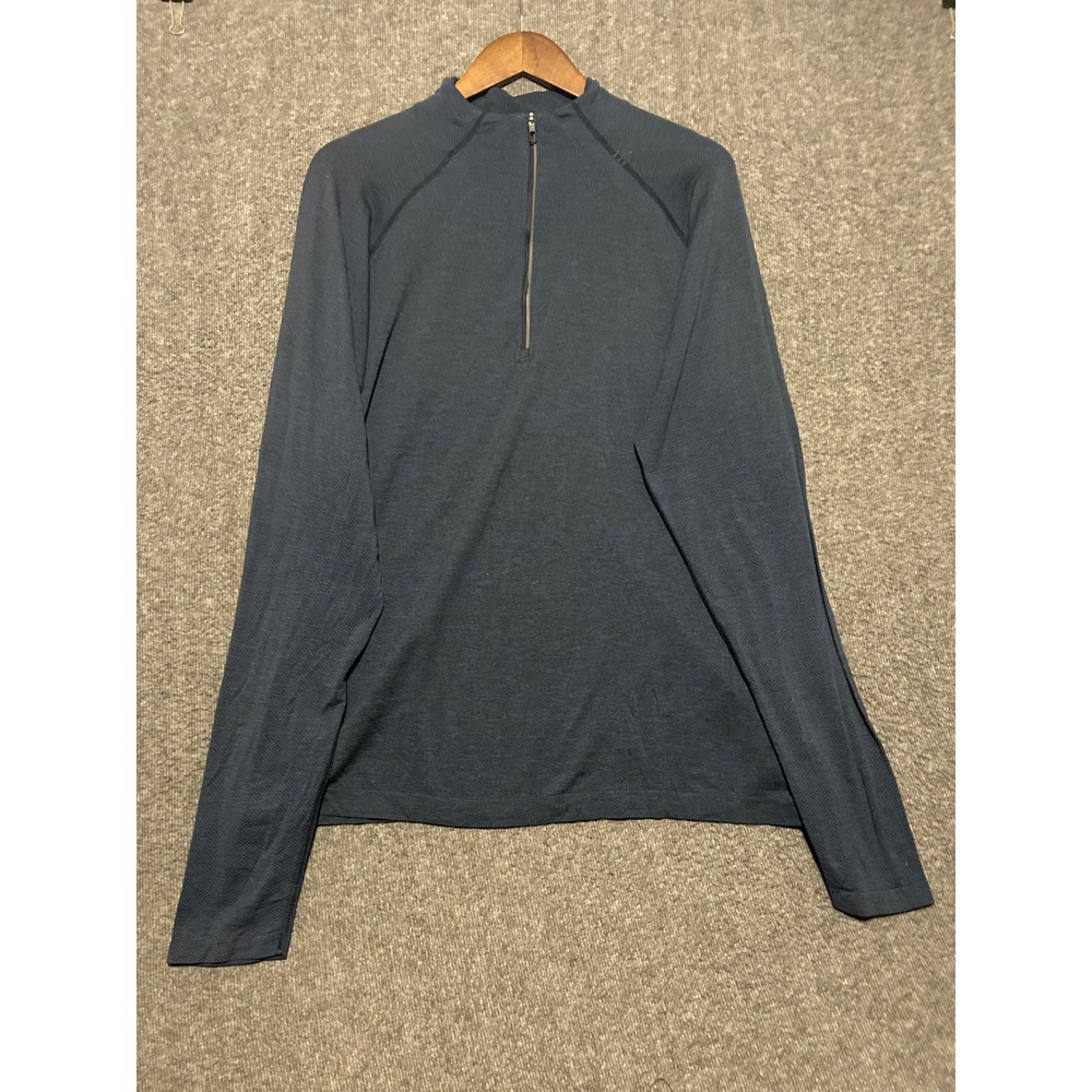 Lululemon 1/2 zip pullover mens blue performance gym stretch active size 2Xl